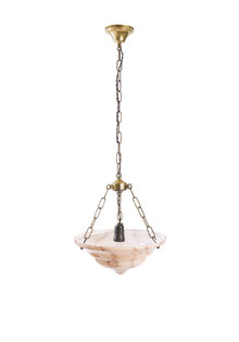 Pink Hanging Lamp, Marbled Glass Bowl