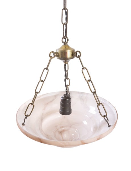 Classic pendant lamp for the bedroom, pink bowl on a chain