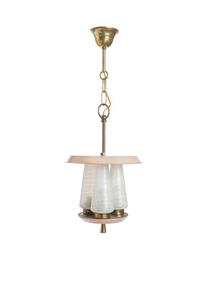 Pink Pendant Lamp with Glass Cylinders