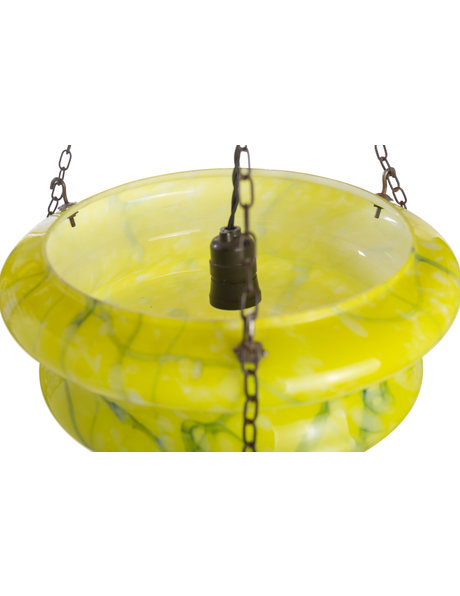 Bedroom hanging lamp, poison green glass bowl