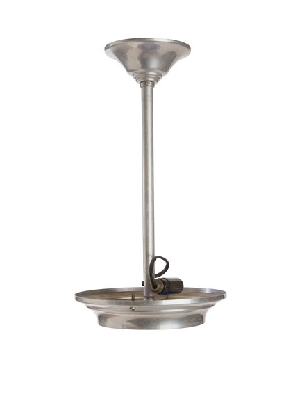 Small Pendant Lamp, Metal with Blue Glass Plate