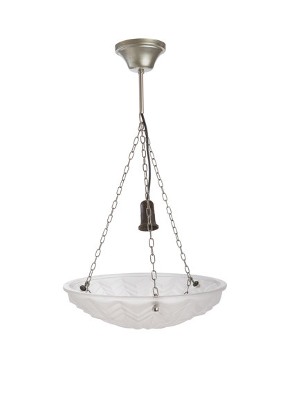 Hanging Lamp, Pressed Glass on Chain