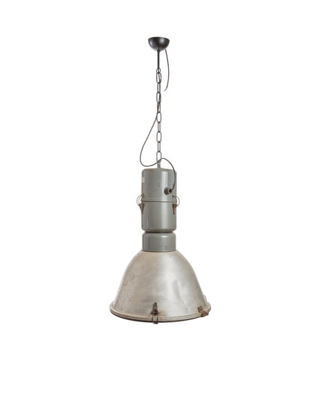 Hanging lamp industrial, Polish, metal house with glass plate