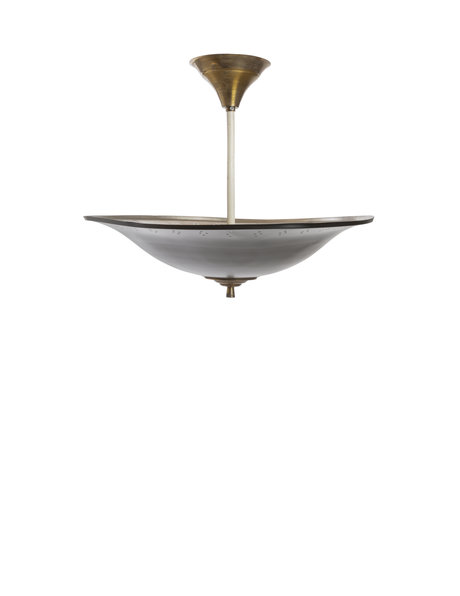 Black pendant lamp, metal bowl on short rod