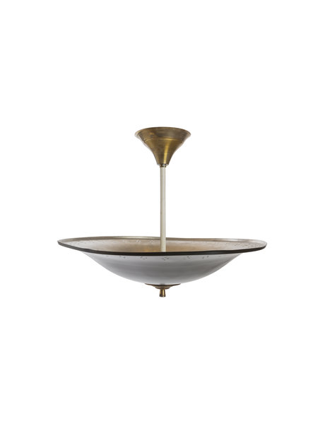 Black pendant lamp, metal bowl on short rod