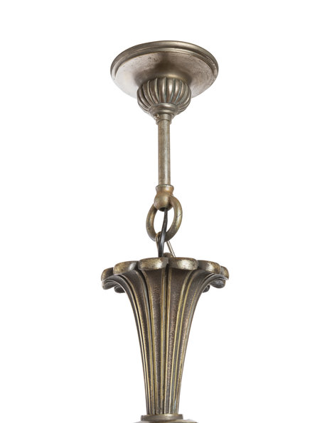 Jaren 30 hanglamp, Art Deco, matglazen kapjes