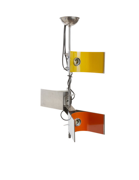 Hanglamp design, 3 gekleurde klem kappen