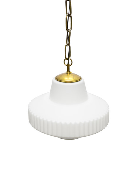 retro hanging lamp, white glass on chain, 1960s