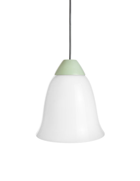 Witte hanglamp, groene houder