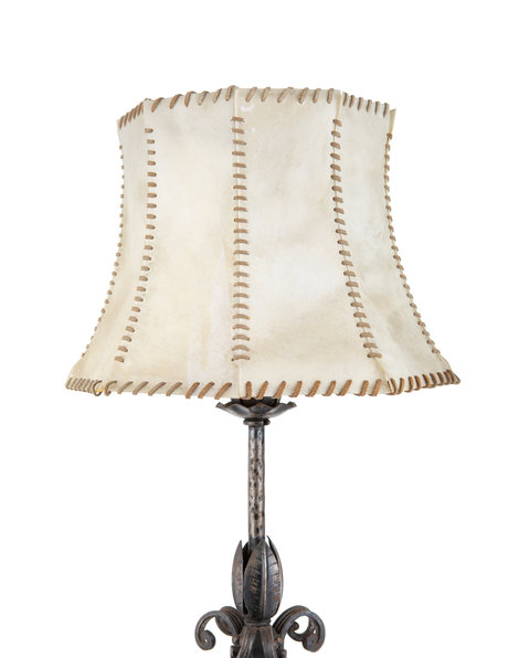 Table lamp on legs with parchment shade