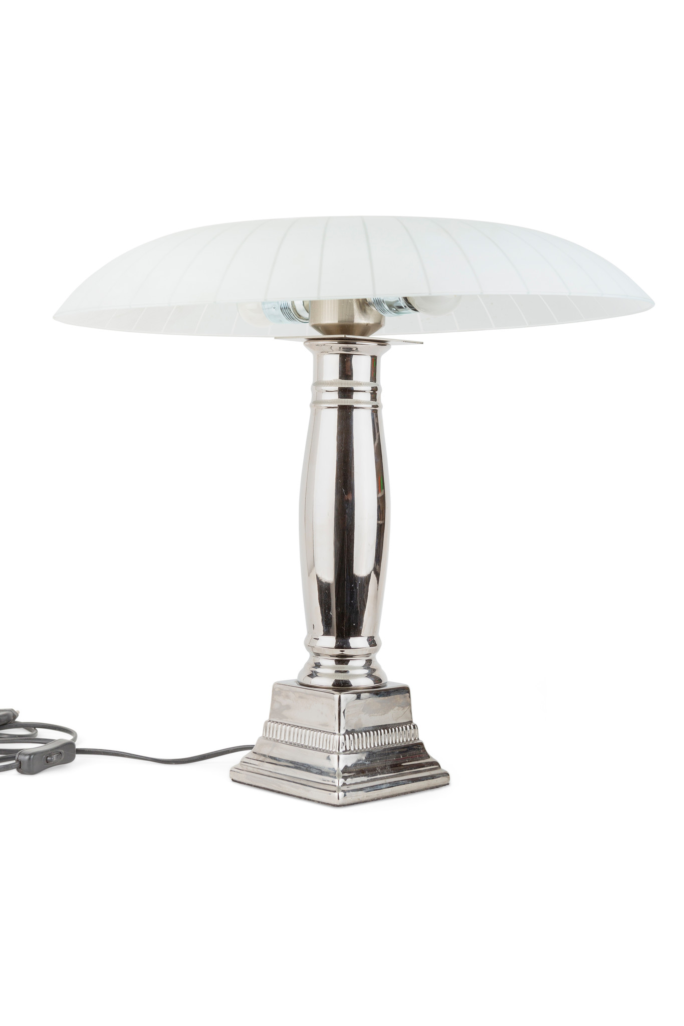 Gelijkmatig genoeg Geweldige eik Vintage Tafellamp met Zilver Glimmende Voet - Lamplord