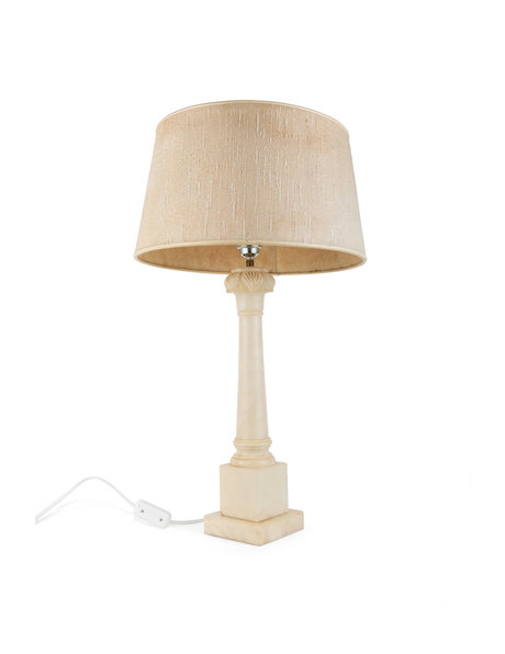 Natural stone table lamp with fabric shade