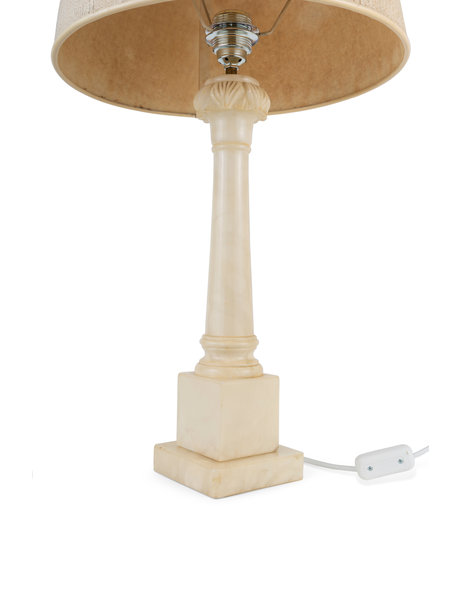 Natural stone table lamp with fabric shade