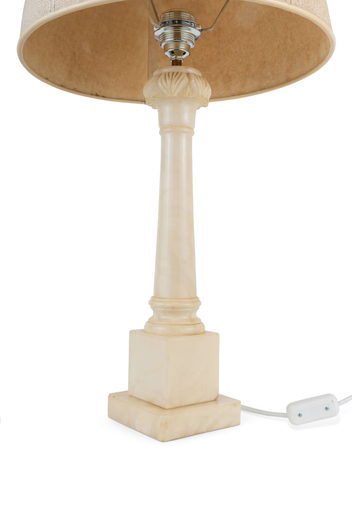 Natural stone table lamp with fabric shade