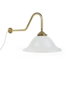 Sturdy Wall Lamp, White Shade on Copper Fixture