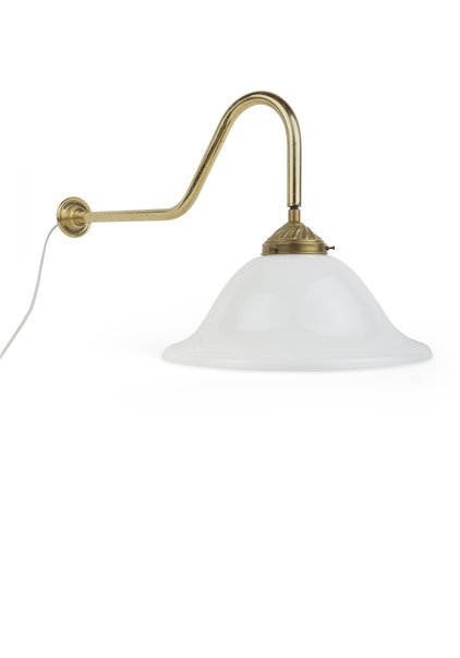 Sturdy Wall Lamp, White Shade on Copper Fixture