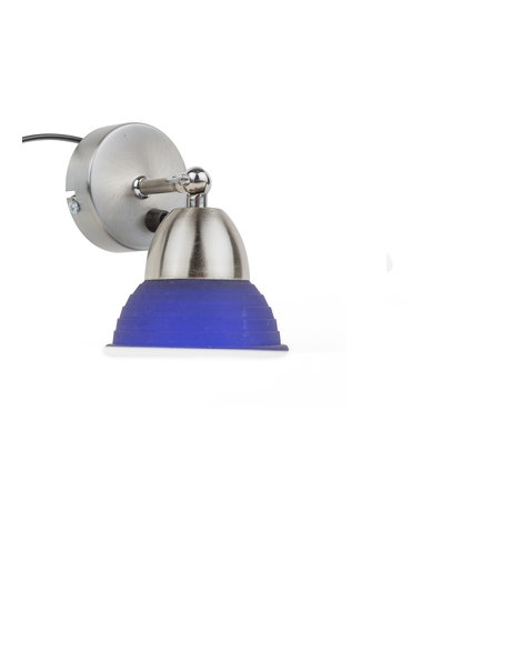 Kleine wandlamp, blauw met chroom