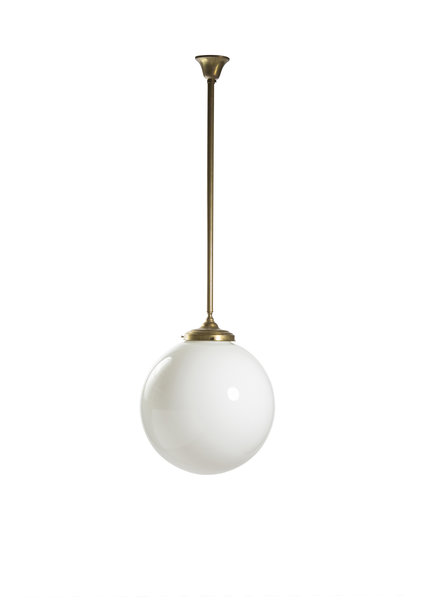 Pendulum Hanging Lamp White Glass on Copper