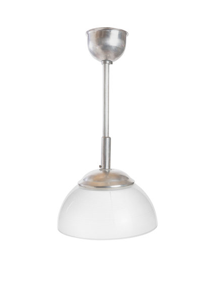 Industrial Hanging Lamp, Chrome and Frosted Glass