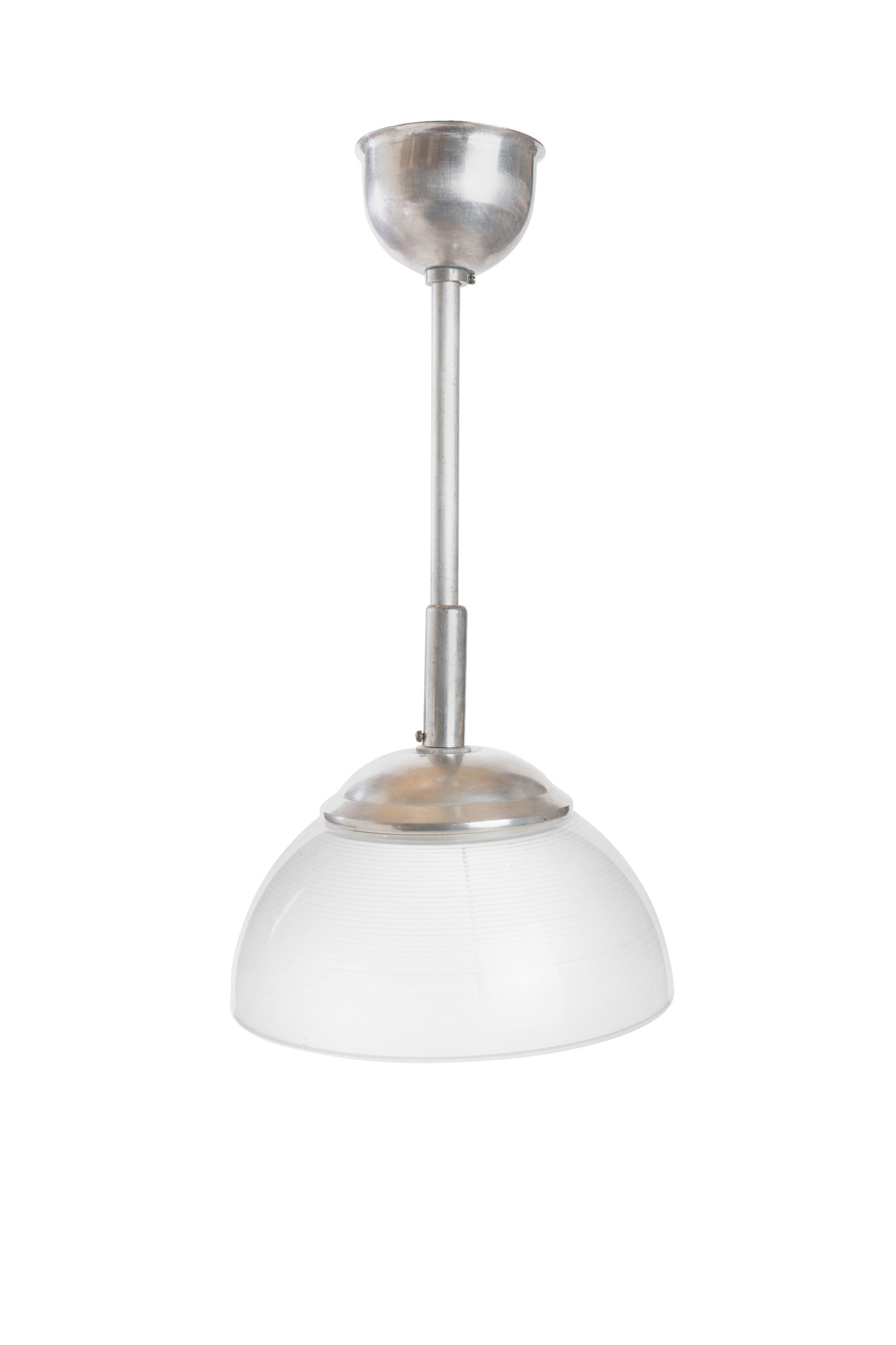 Industriële Hanglamp met Mat Glas, Jaren 40 - Lamplord