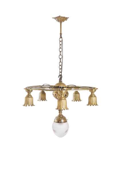 Unique Antique Hanging Lamp, Cut Glass