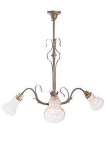 Beautiful Hanging Lamp, 3 Glass Lampshades, Light Pink
