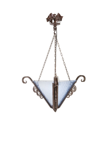 Old hanging lamp,  wrought iron fixture