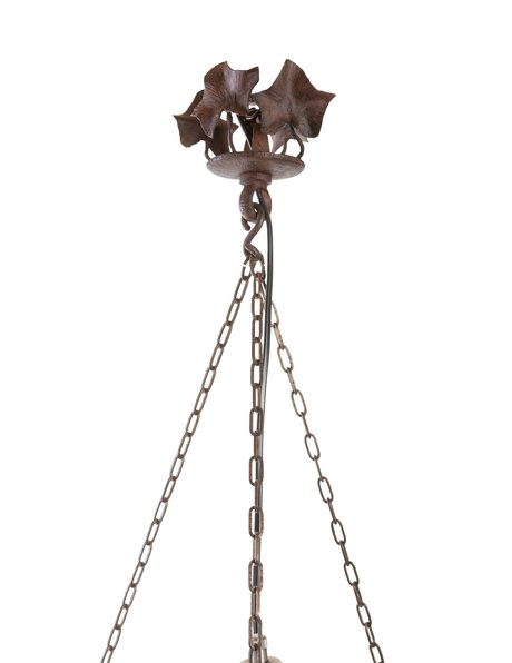 Old hanging lamp,  wrought iron fixture