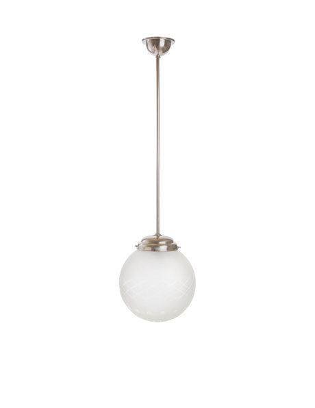School lamp, glass on chrome pendant