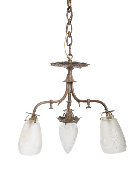 Antique hanging lamp, cut glass, 1920s