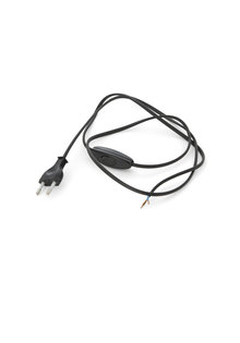 Lamp Wire, with Switch and Plug, Black, 200 cm