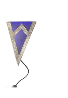 Art Deco Wandlamp, Blauw Glas