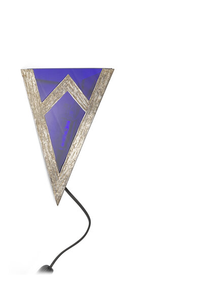 Art Deco Wall Lamp, Blue Glass