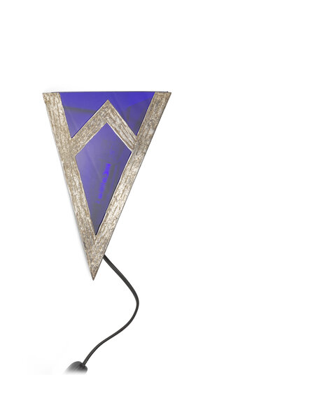 Blue wall lamp, glass triangle