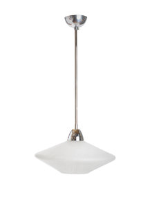 Hanging Lamp, 1950s, White Glass Lampshade