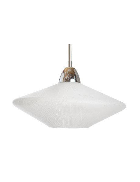 Vintage hanging lamp, white glass, ufo shape