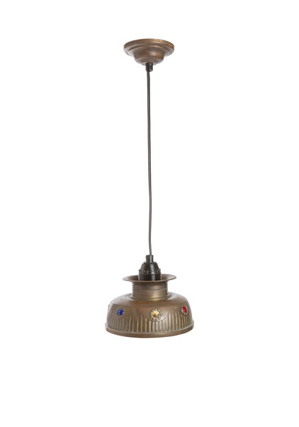 Small Pendant Lamp, Brass with Colorful Beads