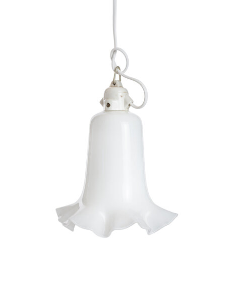 Witte glazen hanglamp, jaren 30