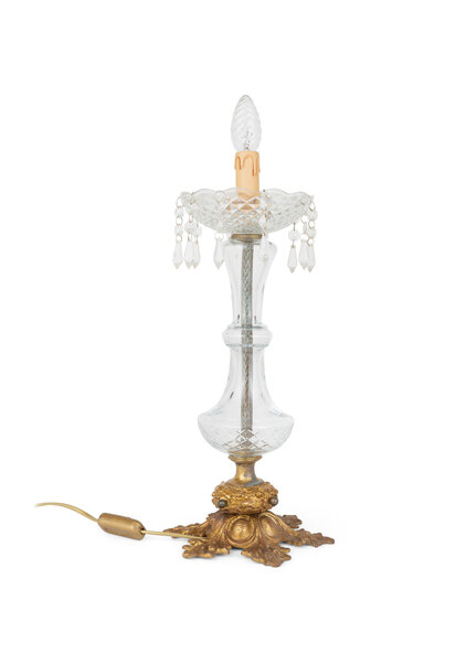 Glass Table Lamp, Rather Large, 1 Candle, 1940s