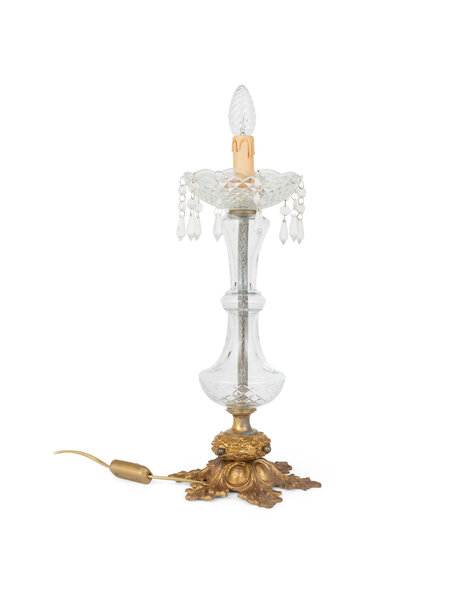 Classic table lamp, glass with a candle, 1940s