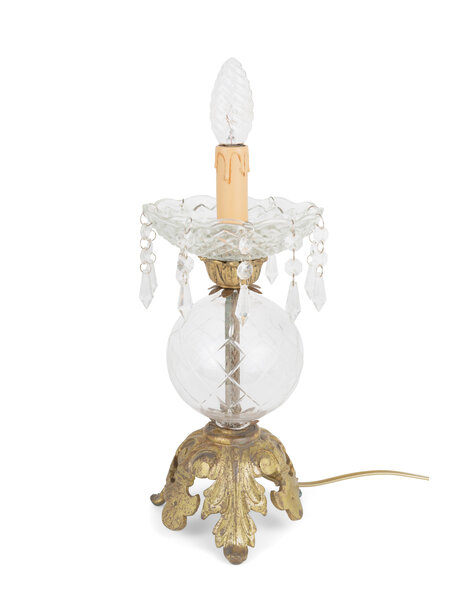 Brass table lamp with glass ornaments