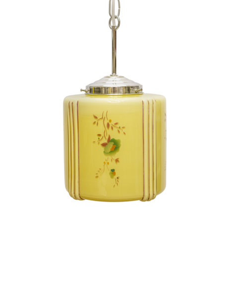 Glass hanging lamp, brown glass with flowers