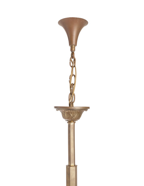Hanglamp brons, antiek, geslepen glas