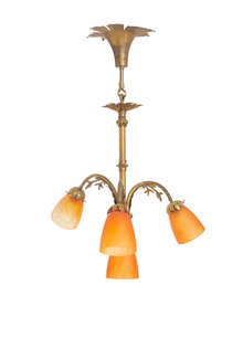 Classic hanging lamp with 4 Orange Shades