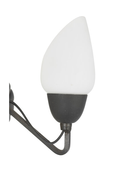 Wall lamp design, white shade on black metal