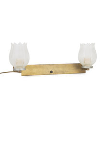 Retro Wall Lamp, Copper Fixture, White Glass Tulips