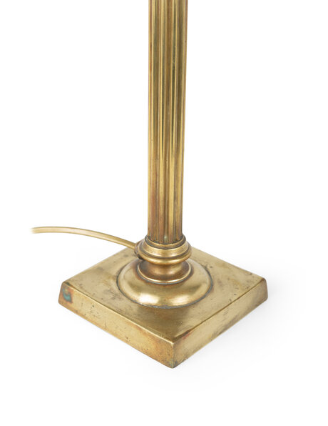 Table lamp, classic, goldish brass and glass