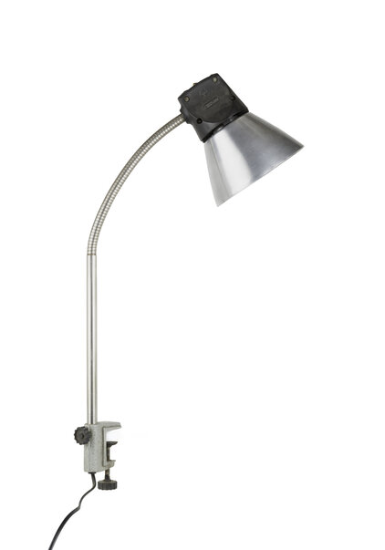 Klemlamp, Chroom en Zwart, Bureau Lamp, Jaren 40