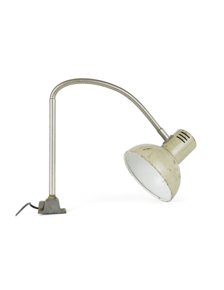 Workbench lamp, cream colored metal