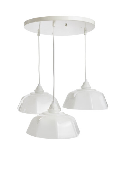 Cascade Hanglamp met 3 Wit Glazen Kappen